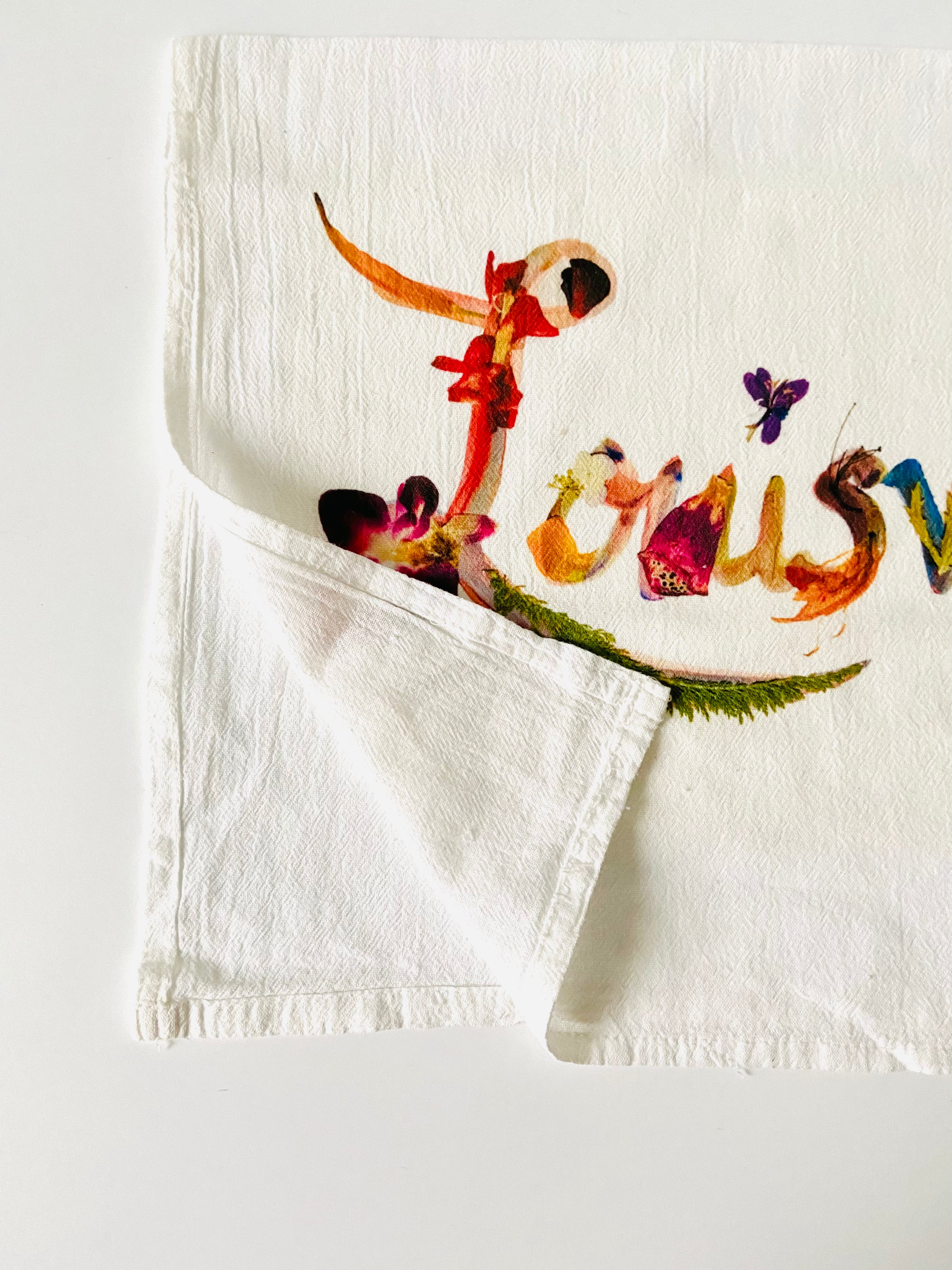Eco-Friendly Pressed Flower Louisville Tea Towel