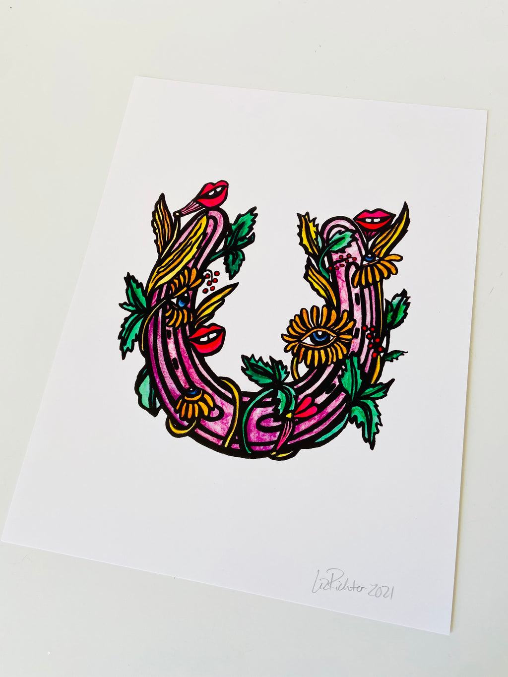Liz Richter - Floral Horseshoe Print