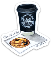 Please & Thank you watercolor sticker by Bri Bowers