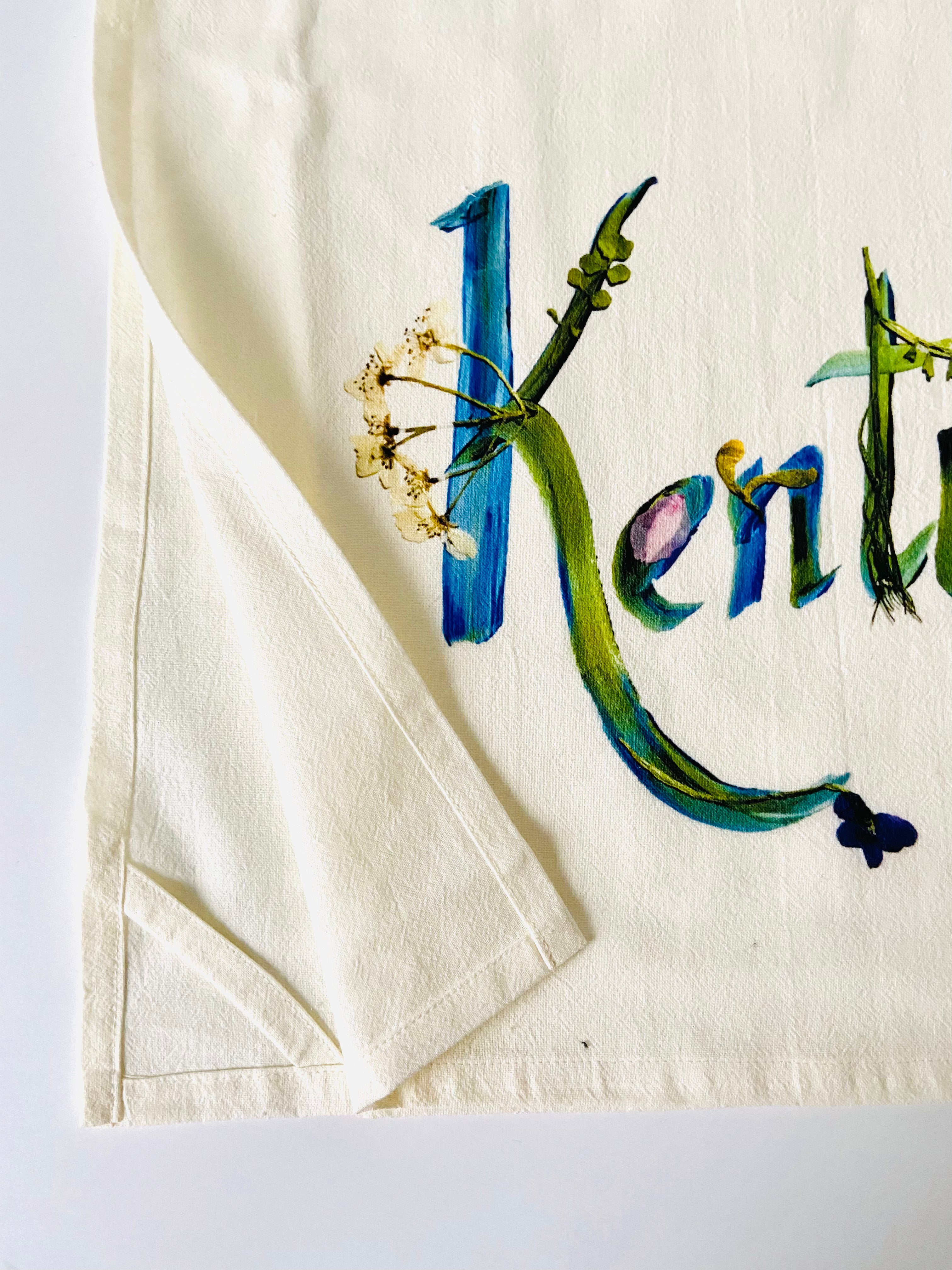 Eco-Friendly Pressed Flower Kentucky Tea Towel