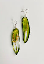 Wild Organic - Long Cut Green Jalapeño Earrings