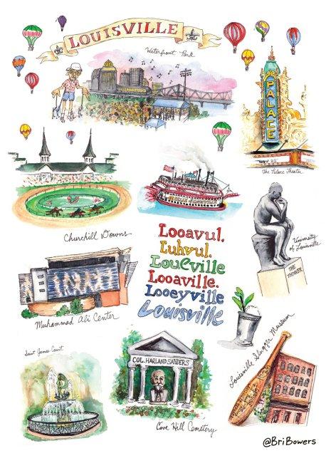 Louisville Themed Watercolor Print