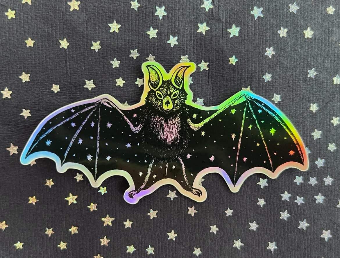 Holographic Bat Sticker by Irene Mudd